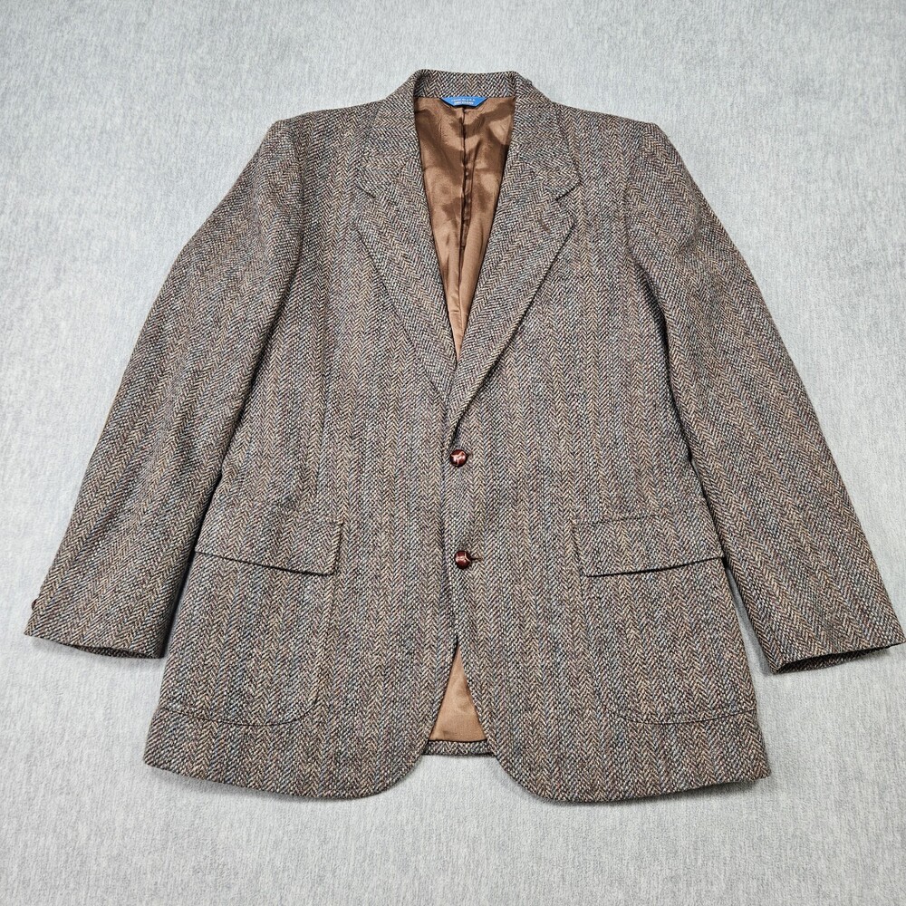 Vintage Pendleton  Blazer Men 44 Long Suede Elbow Patches Wool Tweed Made In USA